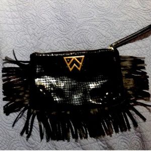 Designer Kelly Wynne Fringe Clutch Wristlet